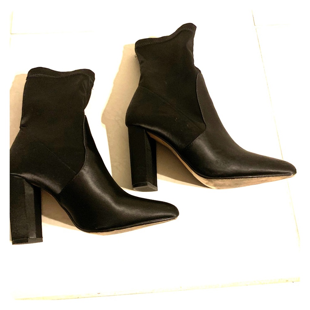 Express satin black sock booties